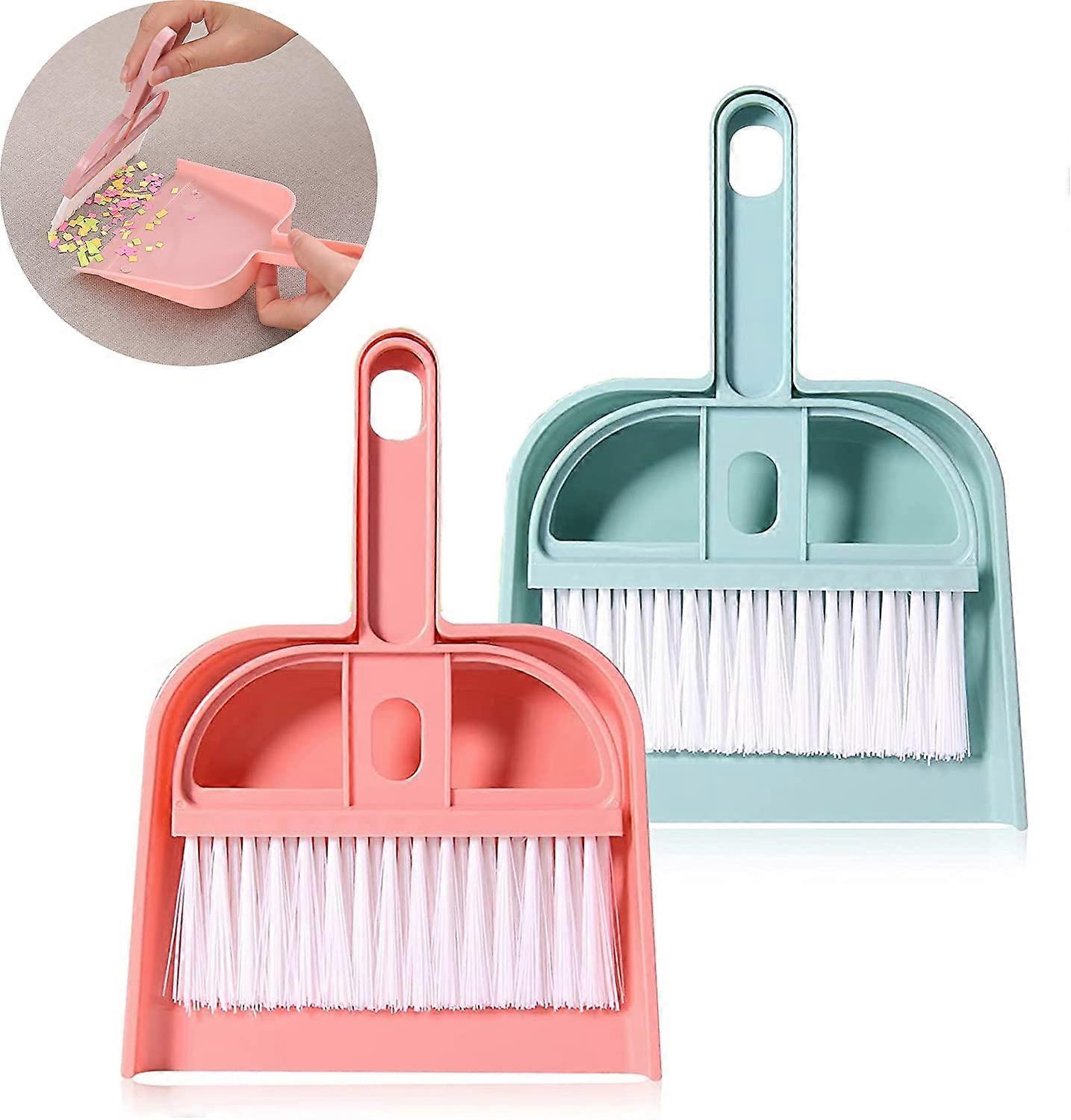Pieces Mini Dustpan and Brush Set, Small Broom and Dustpan Cleaning Set - Plastic - for cleaning table, desk, counter, keyboard, car