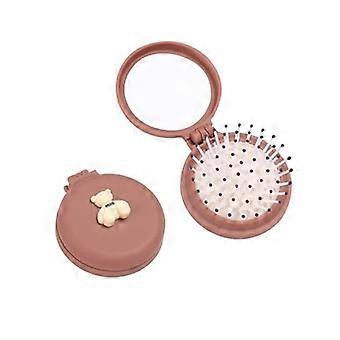 Vendas promocionais 2 peças de pentes de cabelo de massagem dos desenhos animados femininos, pentes de cabelo pequenos bonitos, mini pentes integrados espelho, alongamento de pentes (sobrancelha bege