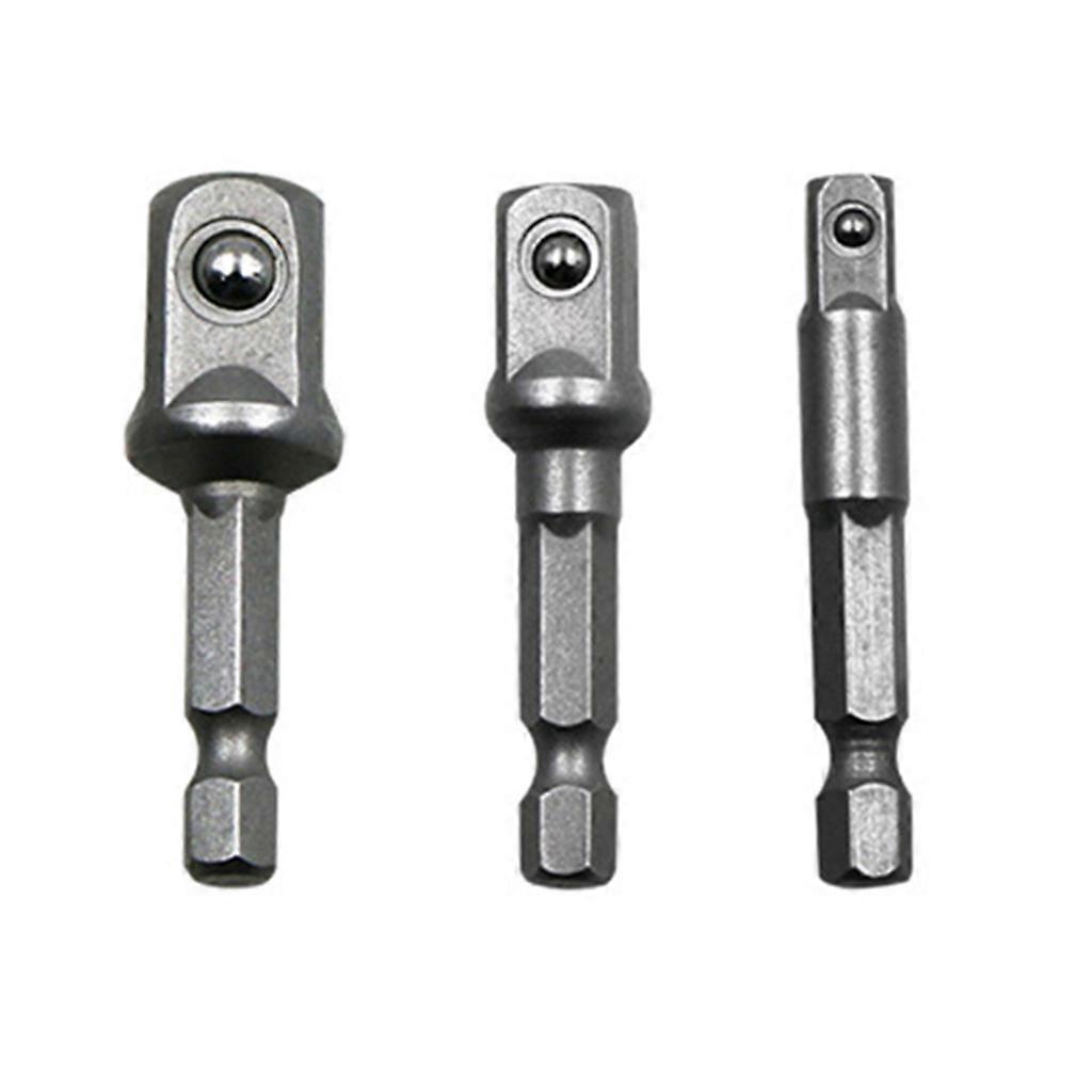 3Pcs Drill Socket Adapter Extension Set Small 1/4" 3/8" 1/2" Wind Batch Socket