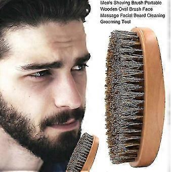 Mens Boar Hair Bristle Beard Mustache Brush Comb Palm Round Wood Handl