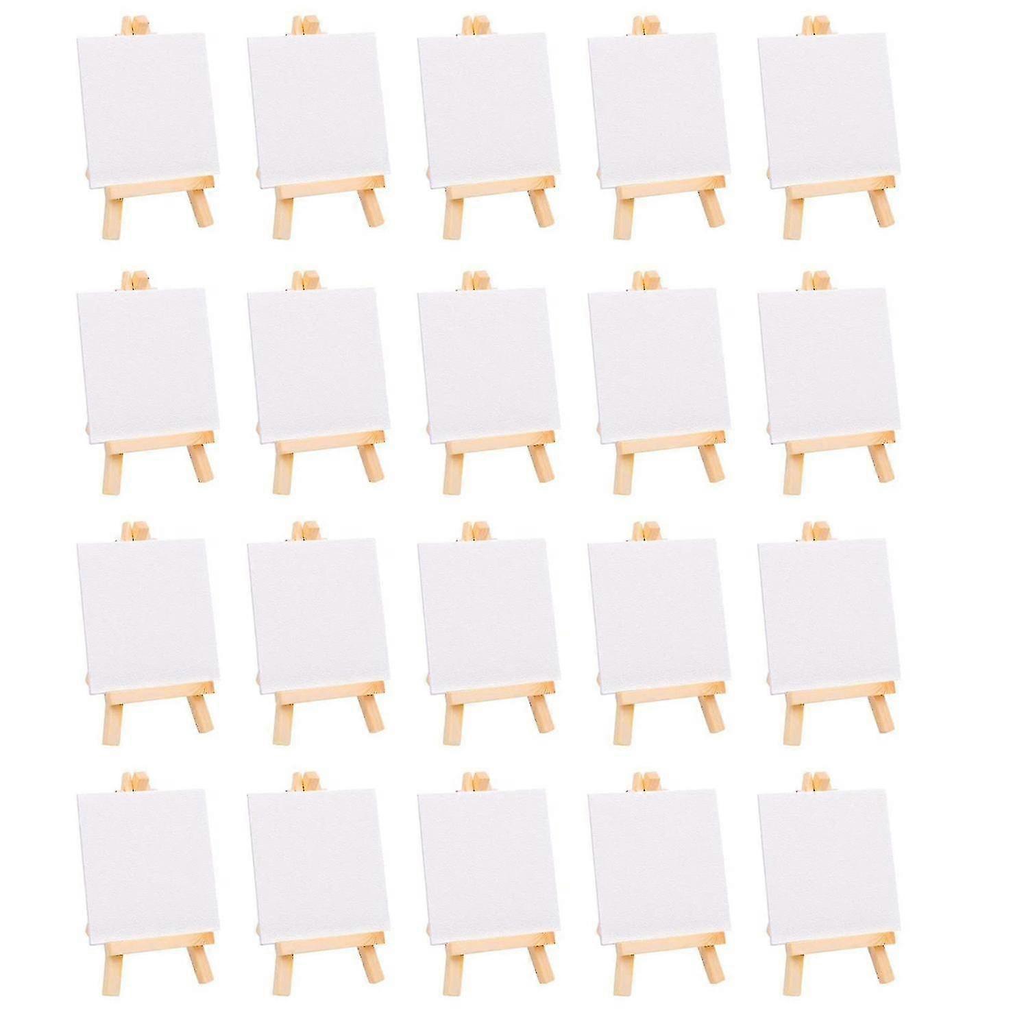 20pcs Mini Canvas Drawing Board With Easel, Painting Canvas Panel, Suitable For Art Painting Party