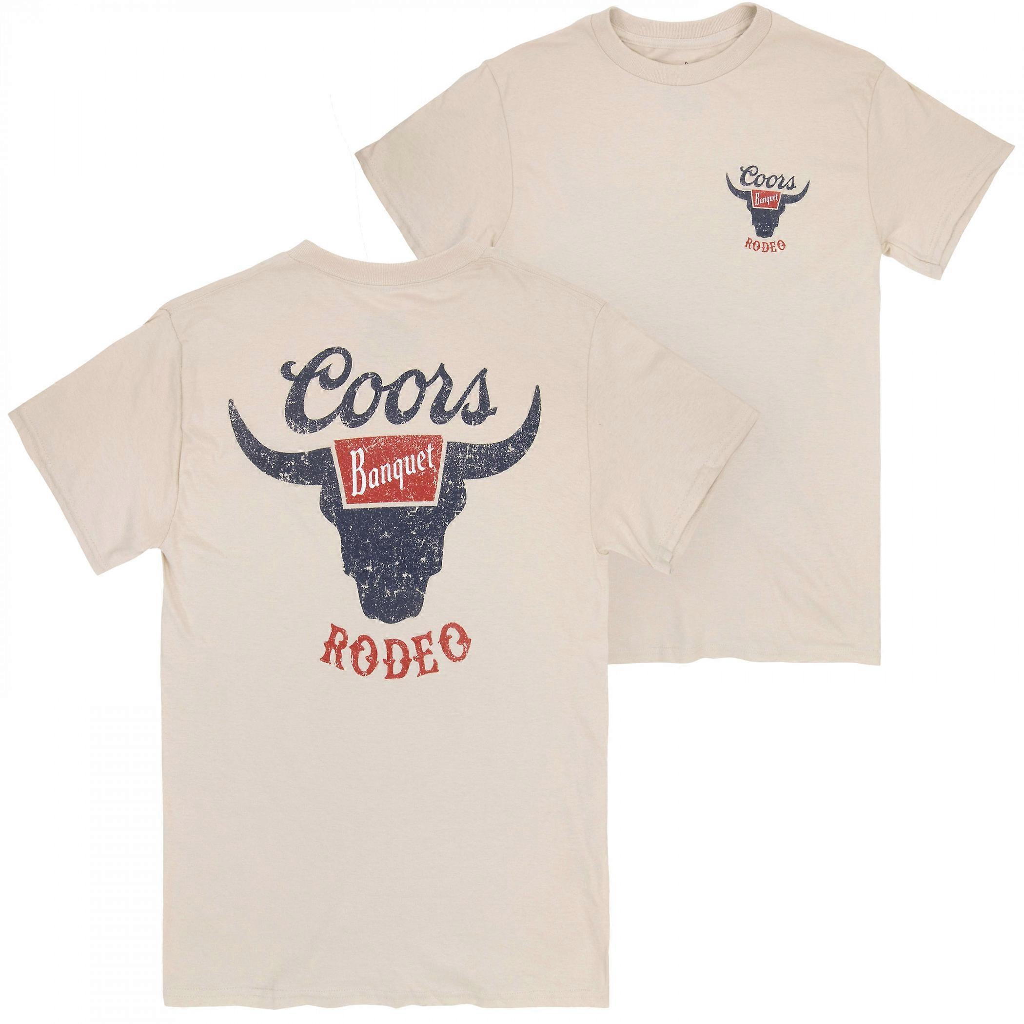 Coors Banquet Rodeo 徽标仿旧正面和背面自然 T 恤