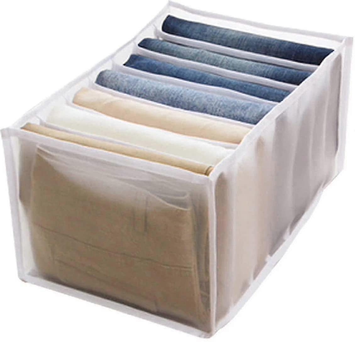 Jeans Compartment Storage Box - 7 Grids, Washable Wardrobe Clothes Organizer (36*17*12)