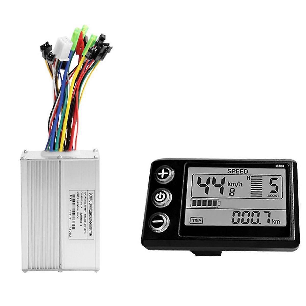 S866 Electric Bike LCD Display Dashboard SM5PIN+20A 36V/48V Sine Wave Controller for Mountain Bike