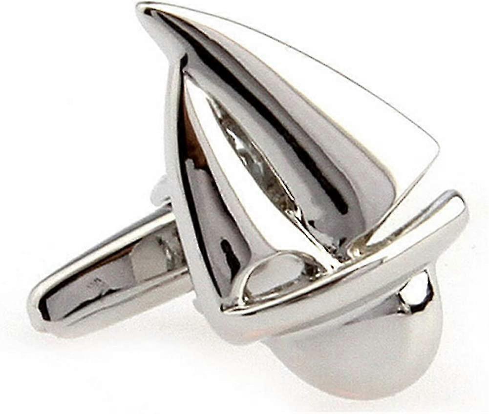 Nautical Sailing Sailboat Silver Cufflinks