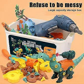 Brinquedos de dinossauro para crianças desmontam brinquedos de dinossauros Caule Construindo brinquedos com broca elétrica realista e chaves de fenda presentes de aniversário