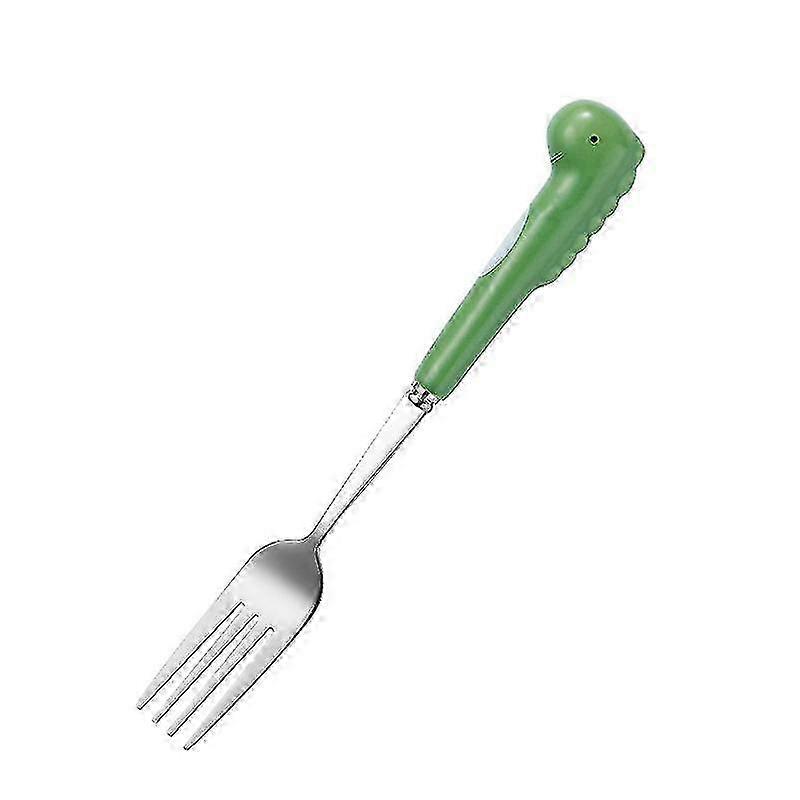 Stainless Steel Cartoon Pet Tableware Fork Set 3pcs Green