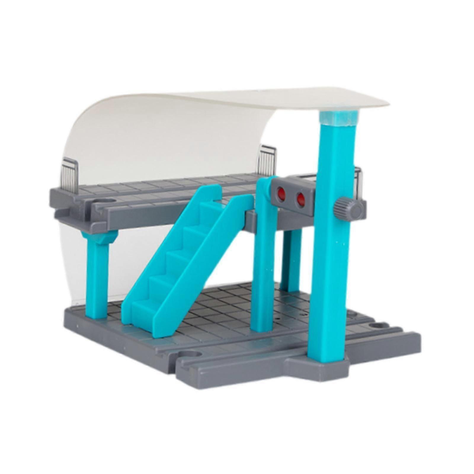 Togbane Tilbehør Pædagogisk togstation til piger Drenge Børn Børn blå