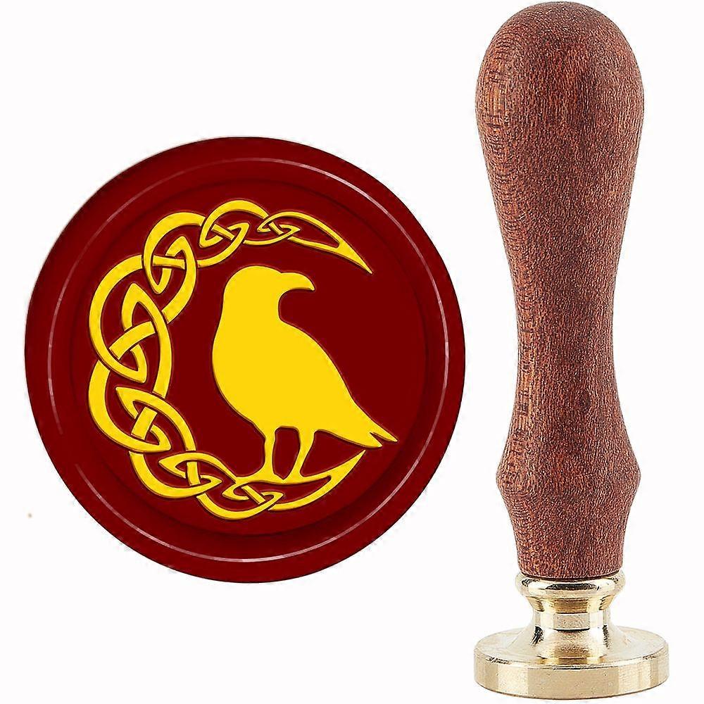 Brass Wax Seal Stamp with Handle for DIY Scrapbooking Raven Pattern 89x30mm
