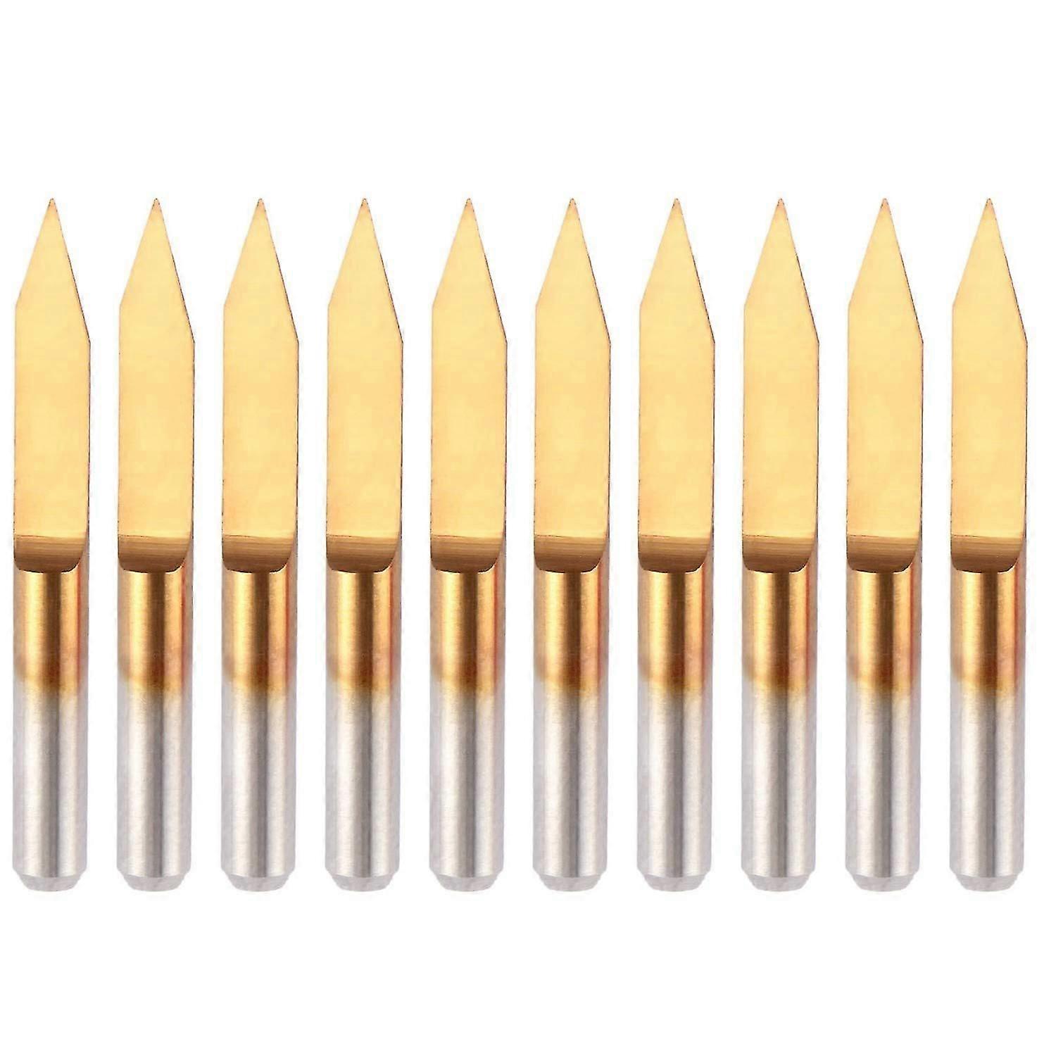 10pcs 30 Degree 0.1mm Tip Titanium Coated Flat Bottom Carbide Pcb Engraving V-shape Router Cutter C