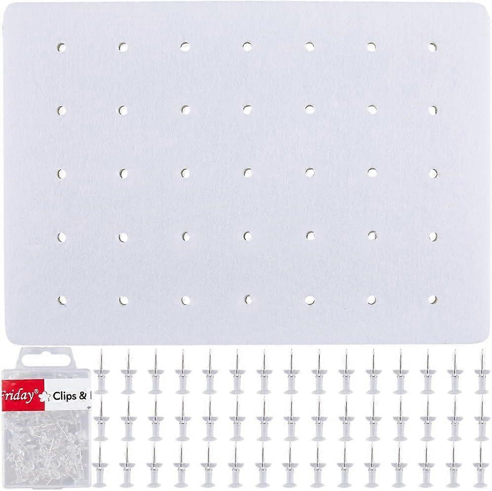 9.4x14.4inch Self Adhesive Felt Board White Removable Cork Memo Notice Alternative Hanging Message Wall Tiles Panels Bulletin Board with 50Pcs Pushpin