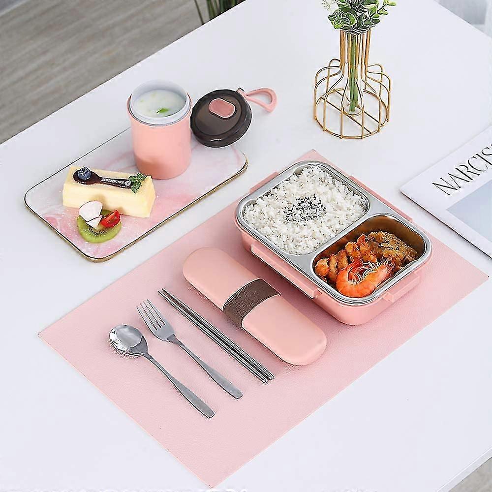 Leak Proof Bento Lunch Box ,with Utensils Stainless Steel Lunch Container With Dividers Reusable Meal Prep Container 2 Compartment, For Kids And Adult