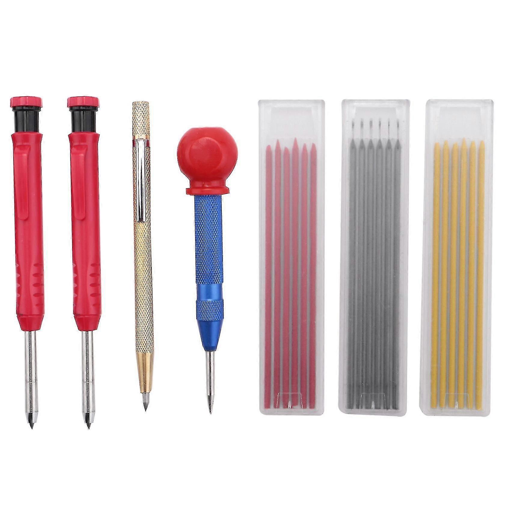 7 Pieces Carpenter Pencils Set With 3 Boxes Refills, For Carpenter