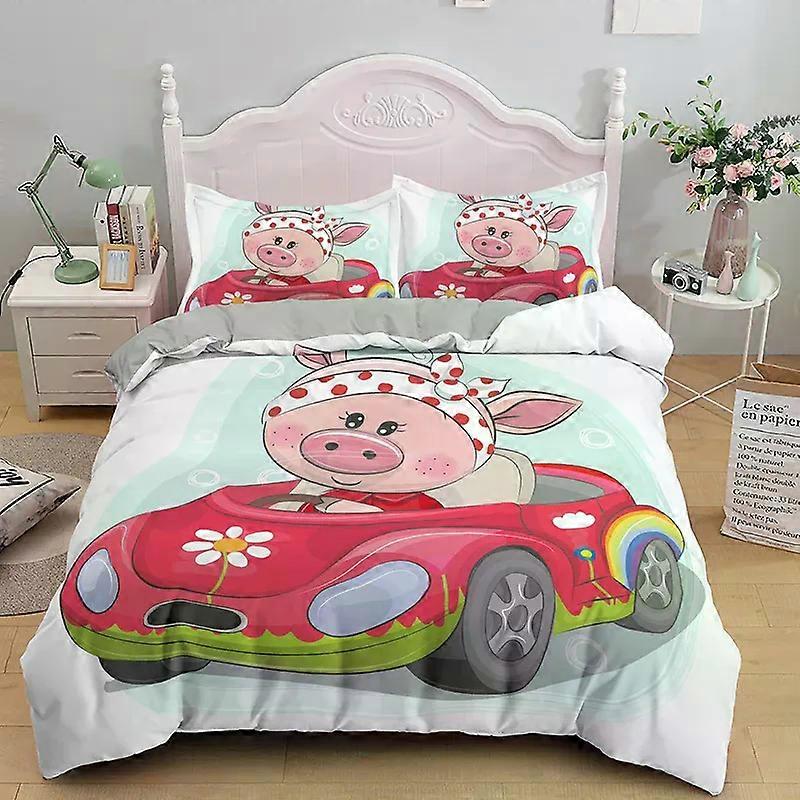 x1126 ΣεντόνιαΚινούμενα σχέδια Lovely Pig Bedding Set Αγόρια Κορίτσια Twin Size Παπλωματοθήκη Μαξιλαροθήκη Παιδικό Adult Home Textileextile Σετ κλινοσκεπασμάτων 3 τεμαχίων (1 D