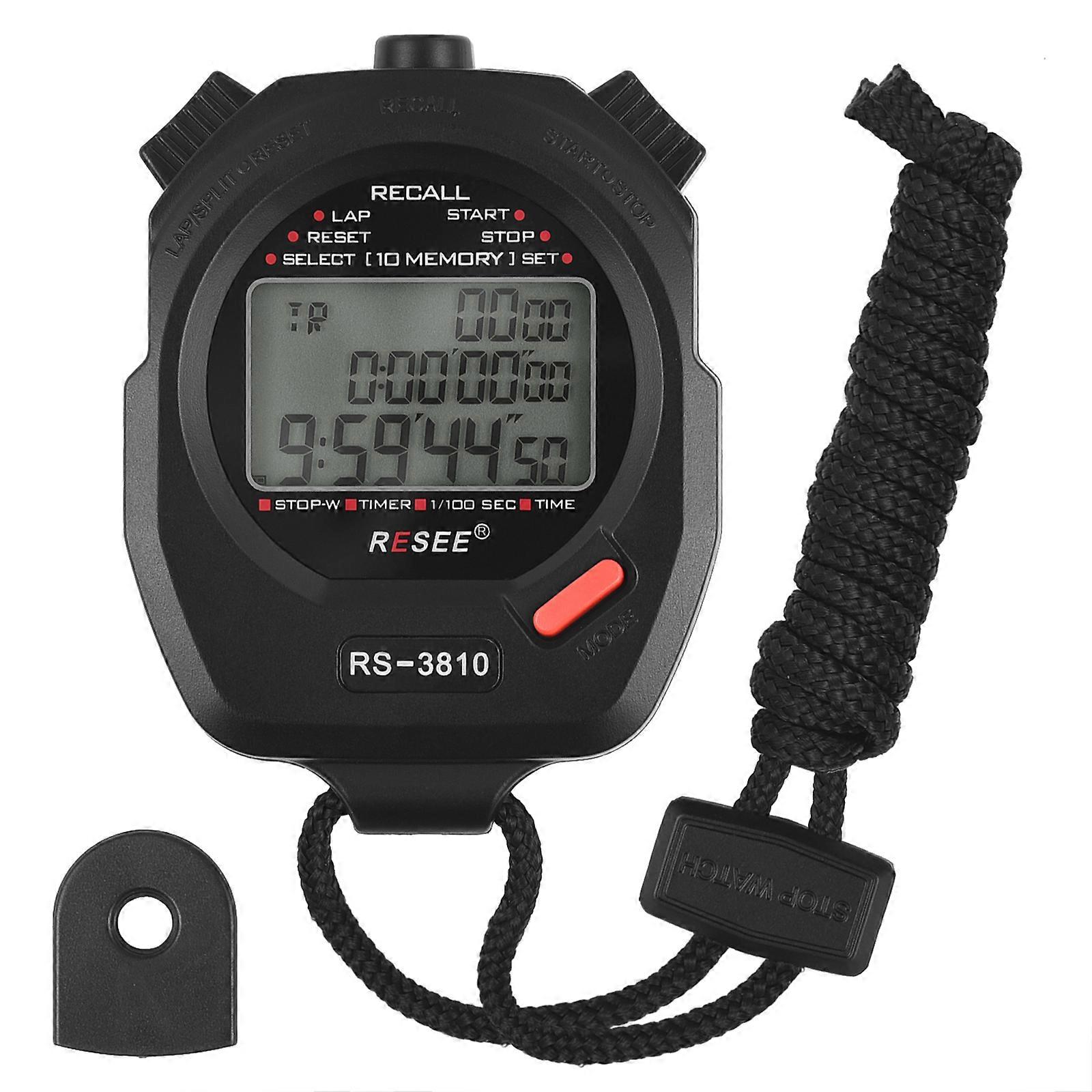 Sports Stopwatch Timer 10 Memory Digital Stopwatch 3 Rows Display Large Screen Stopwatch
