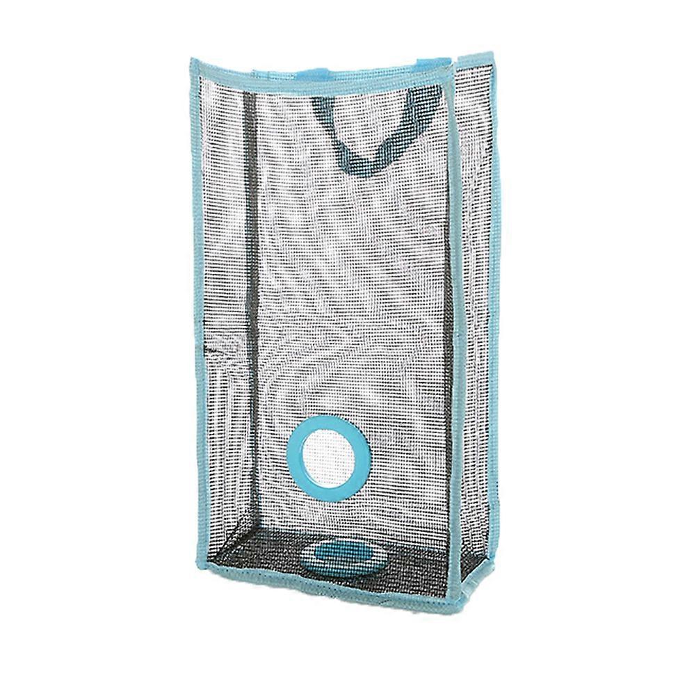 Hanging Reusable Storage Mesh Bag Vegetable Bag for Fruit Garlics Garbage(Blue L)