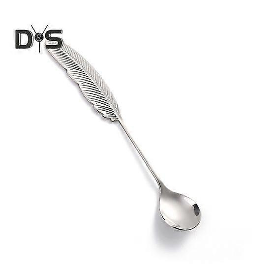 Stainless Steel Coffee Spoon Creative Feather Shape Handle 304 Tea Dessert Mixing Spoon