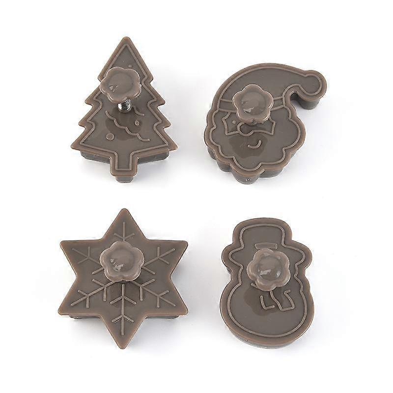 4Pcs/set Plastic Cookie Baking Moulds Snowman/Snowflake/Christmas Tree/Santa Claus Pattern Baking Molds