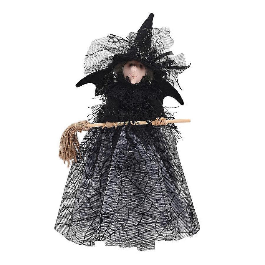 Halloween Black Witch Doll, Gauze & Sequin Table Decor and Tree Topper