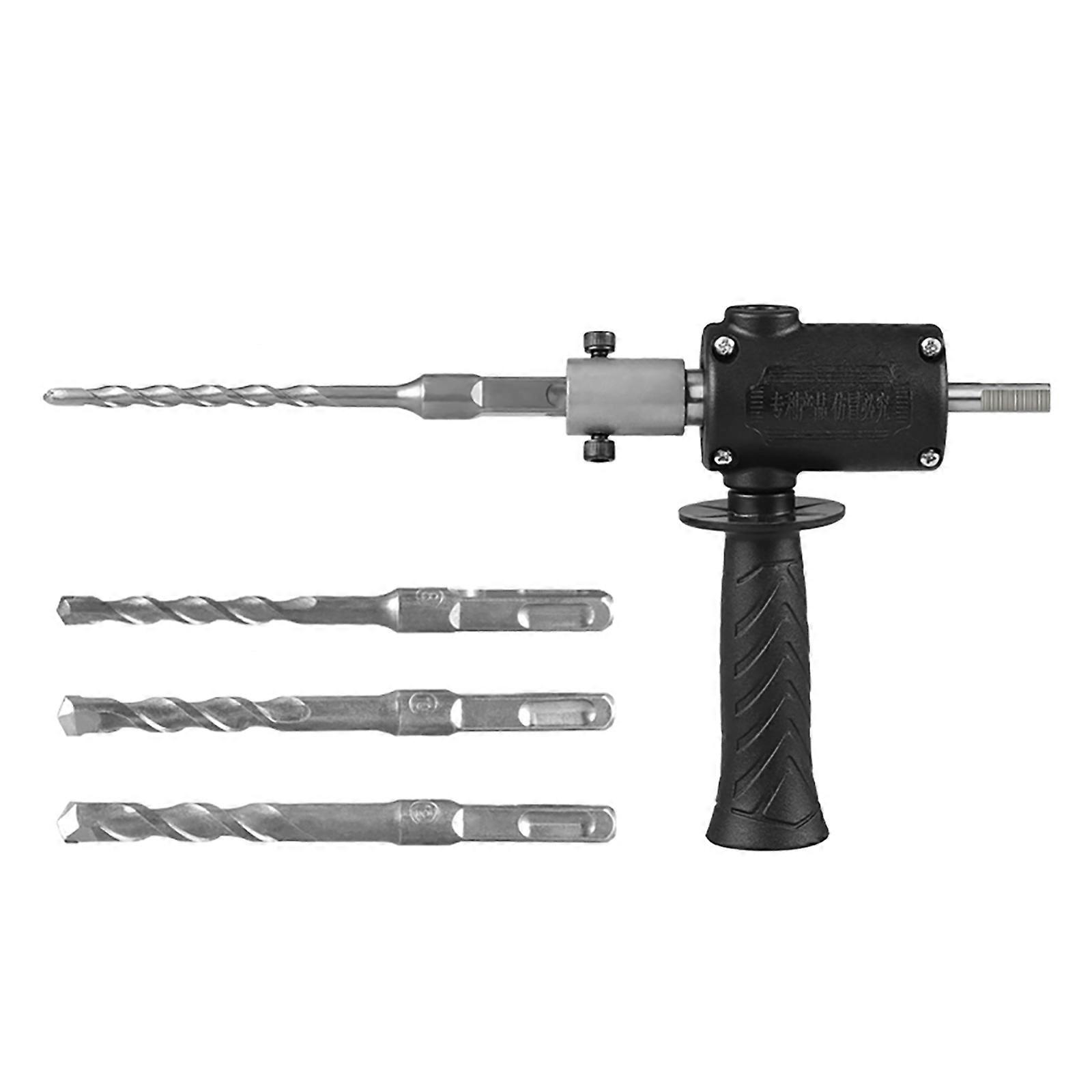 DIY elektrisk boremaskine til elektrisk hammer adapter - sort med 4 hårde bor