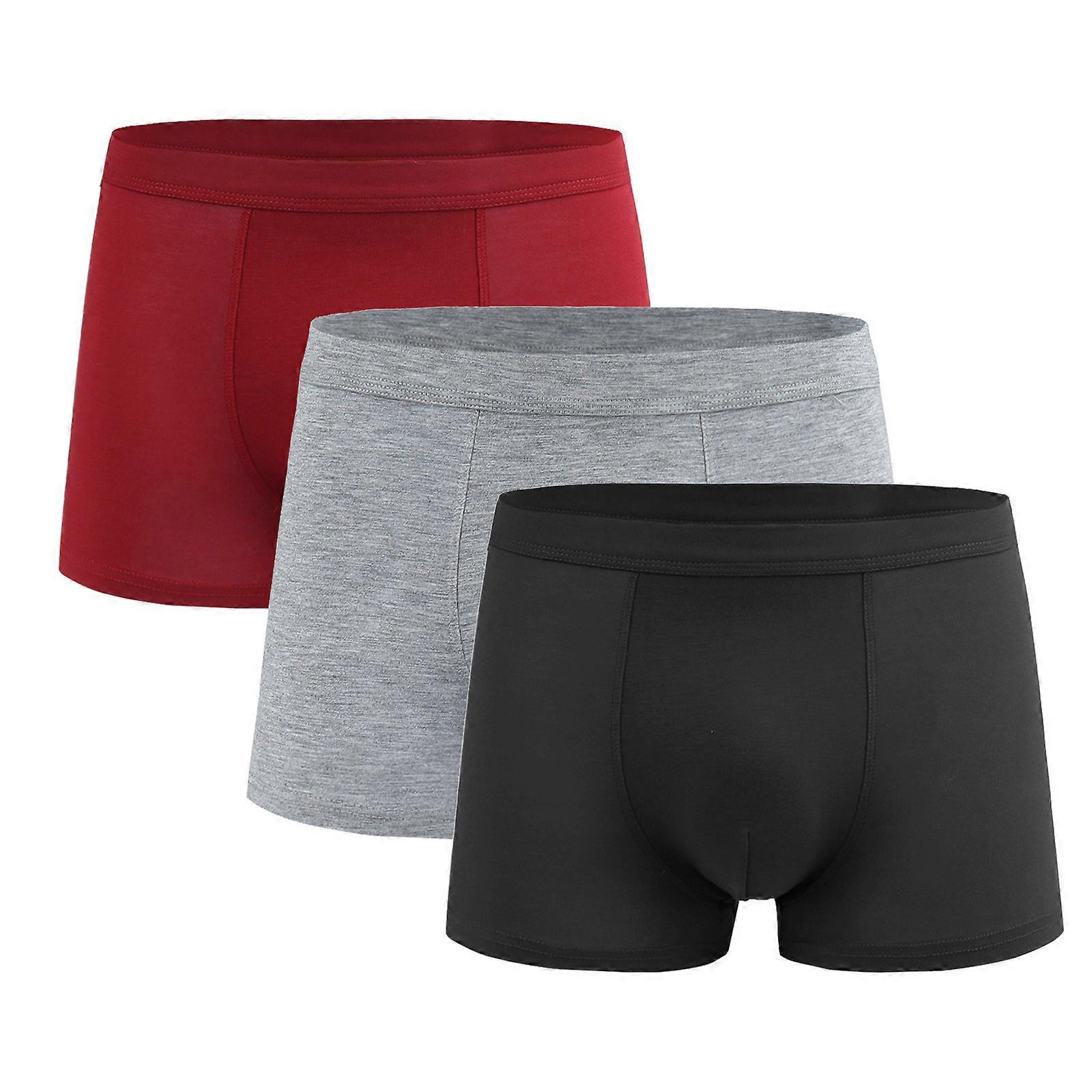 3pcs Mens Underwear Large Size High Elasticity Flat Leg Briefs Style M