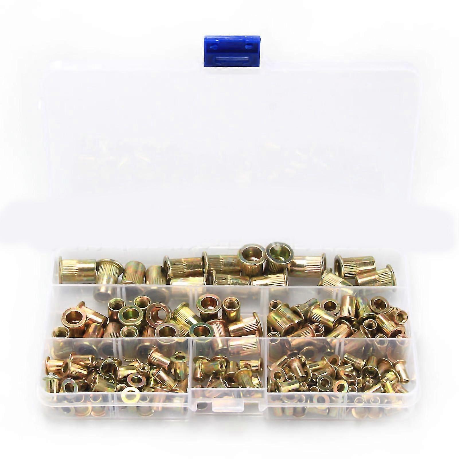 M3 M4 M5 M6 M8 Threaded Insert Nuts Kit - Assorted Color Zinc Plated Rivet Nuts (165pcs)