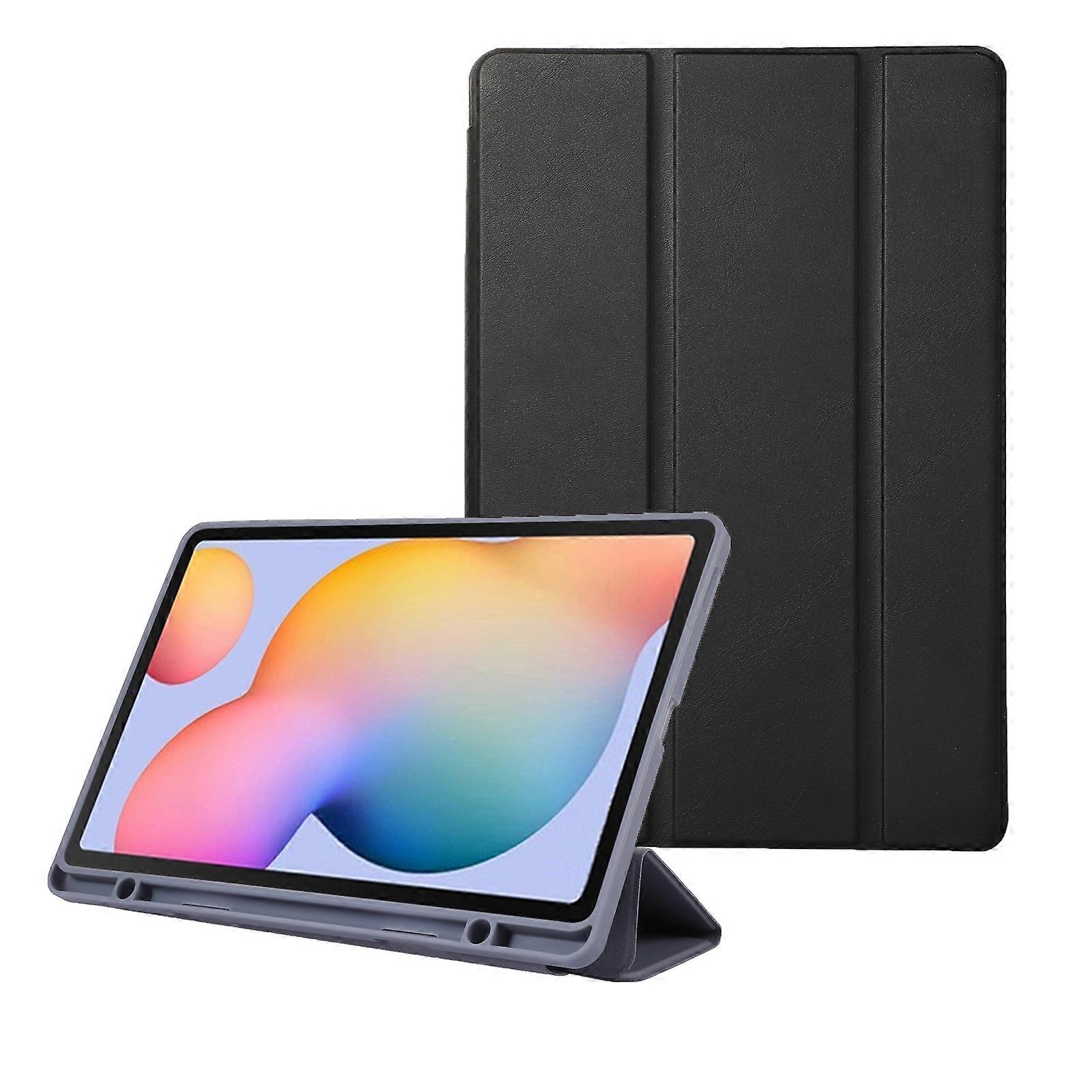 For Samsung Galaxy Tab S6 Lite/Tab S6 Lite 2022 Solid Color 3-folding Leather Tablet Case