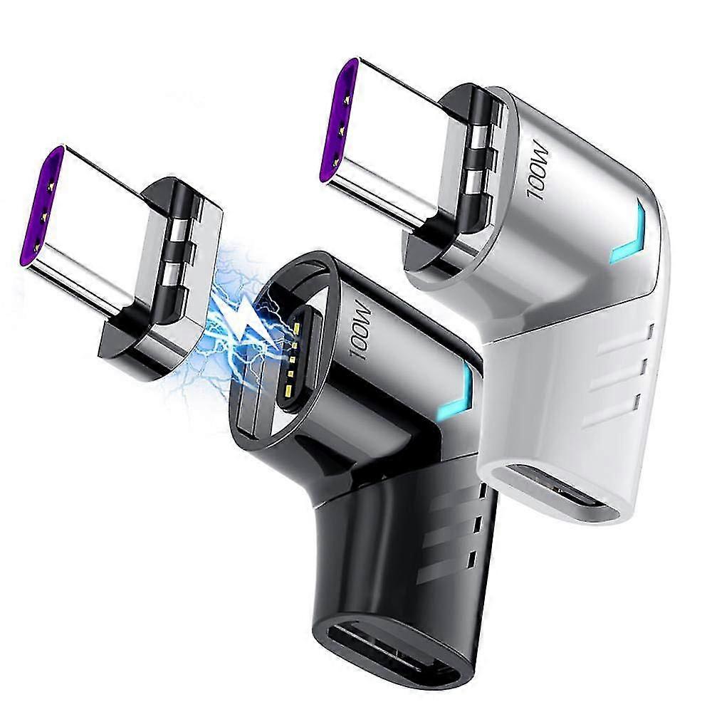 2 Pack Magnetic Usb C Adapter - Right Angle Type C Connector - Fast Charging Amp; 480mb/s Data Transfer - Compatible With Usb-c Phones