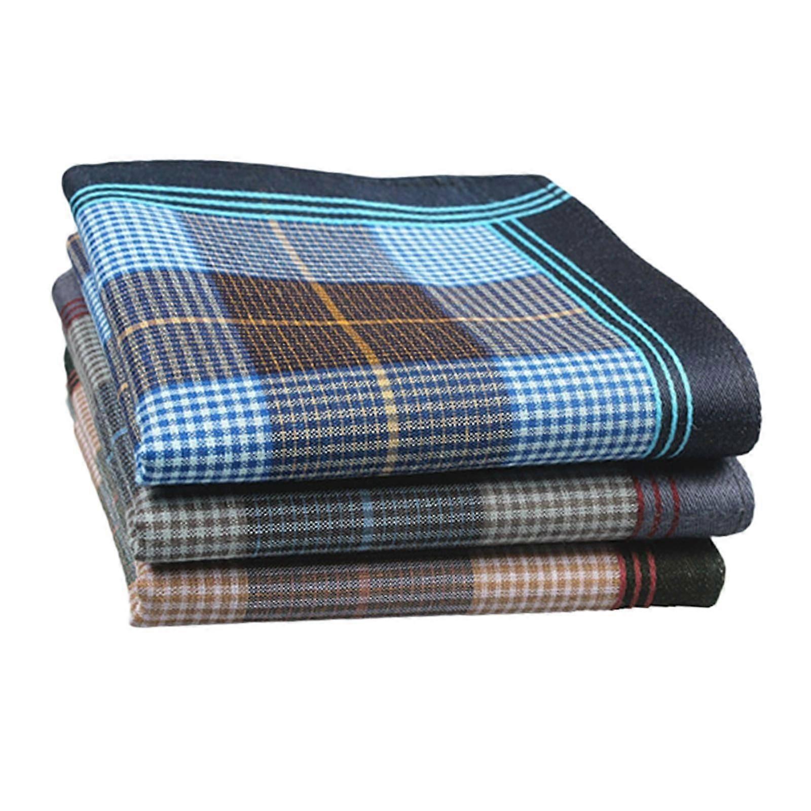 Heren zakdoeken heren zakdoeken voor vaders grootvaders mode donkere ruit 3 stuks