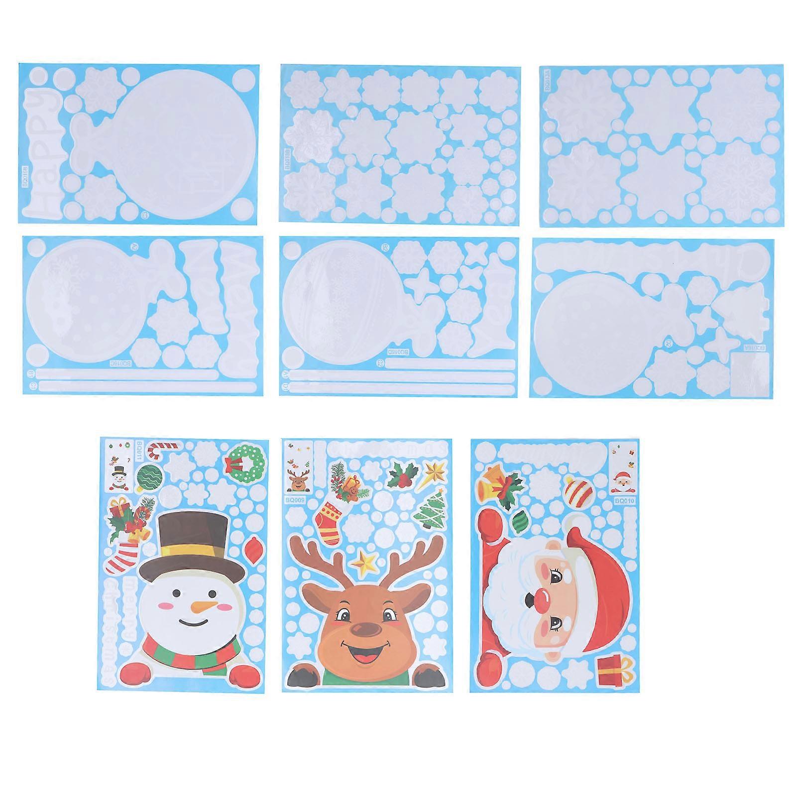 9Pcs Christmas Stickers Cute Patterns For Window Decals And Home Decoration Easy Application