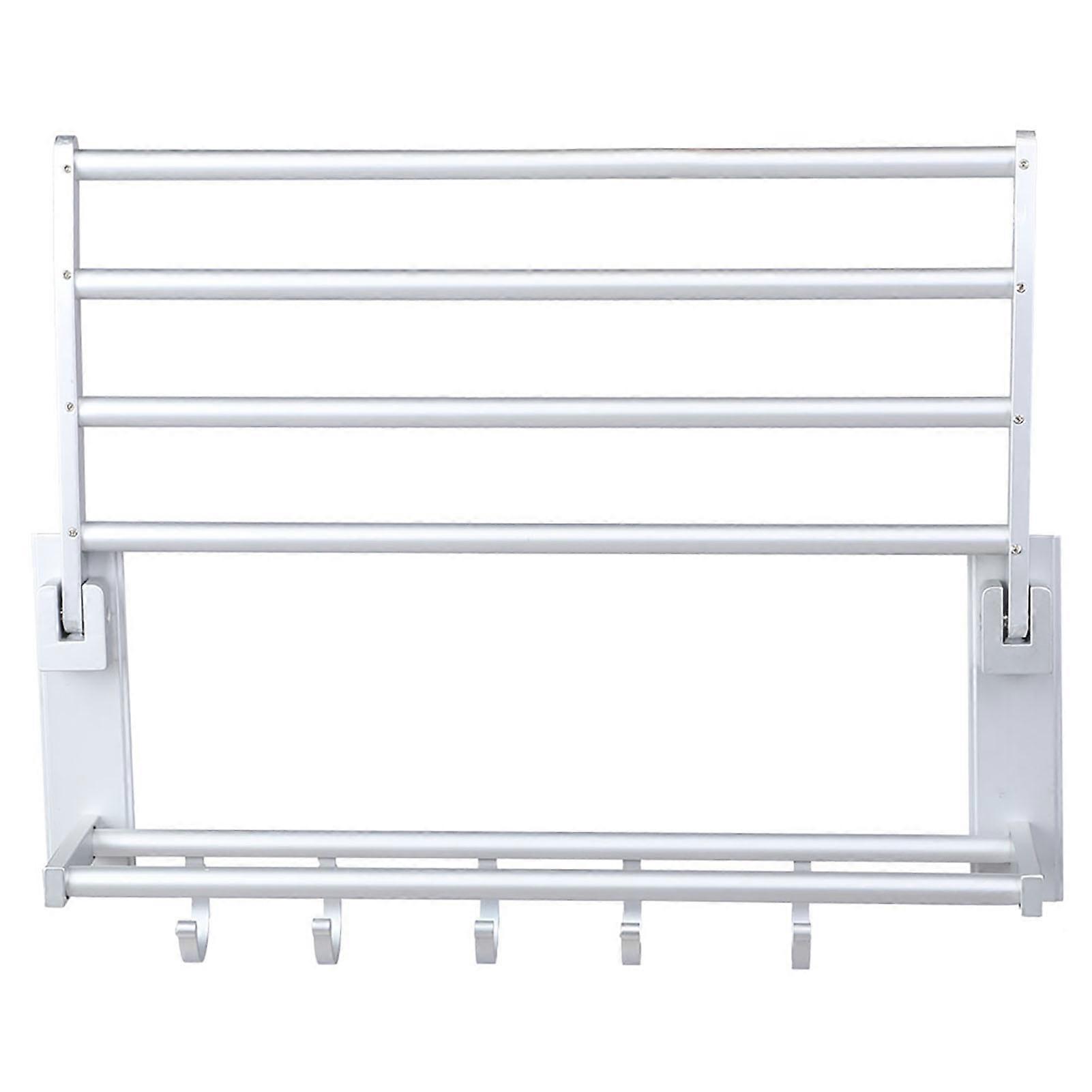 Double-Layer Aluminum Towel Rack For Bathroom Storage 2-Tier Wall-Mounted Rustproof Satin Finish