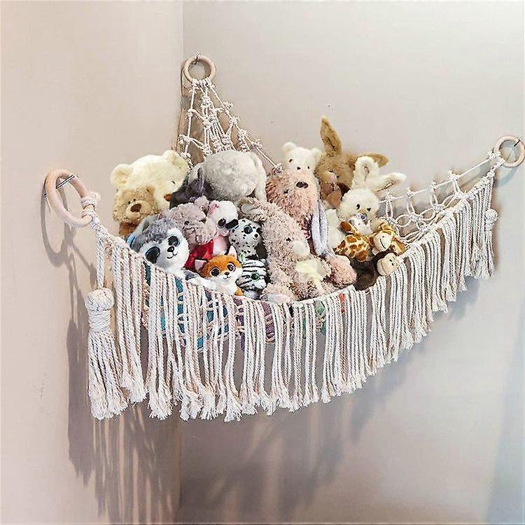 Stuffed Animal Net or Hammock Wall Hanging Net for Stuffed Animal Storage Macrame Toy Display Plush Toy Holder Soft Toy organizer for Nurery Baby Bedr