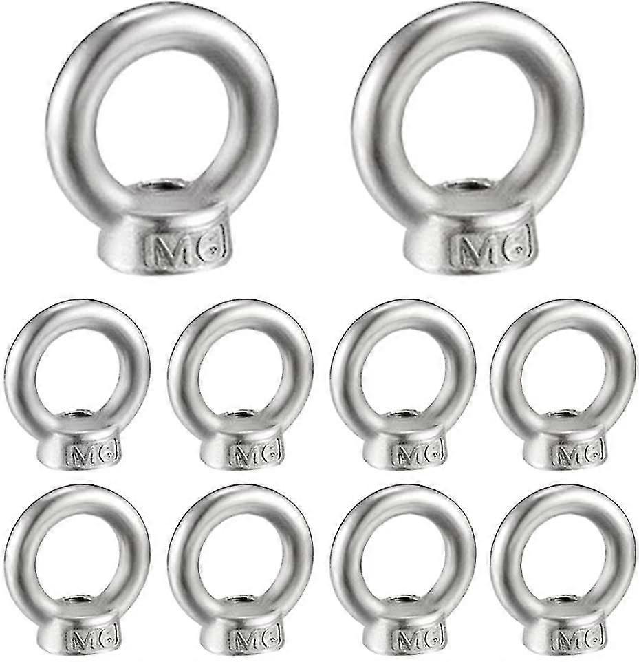M6 حلقة الجوز 10 قطع 304 الفولاذ المقاوم للصدأ موضوع رفع العين الجوز العين المكسرات لرفع الملحقات