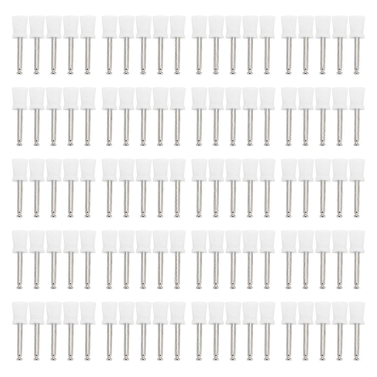 100 Pcs Tooth Polisher Replacement Heads Metal Enhances Teeth Luster Tooth Polishing Cup Heads White