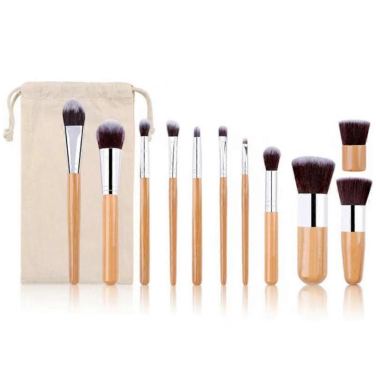 Makeup Brush Set, Full Coverage Concealer, Bamboo Handle Synthetic Fiber