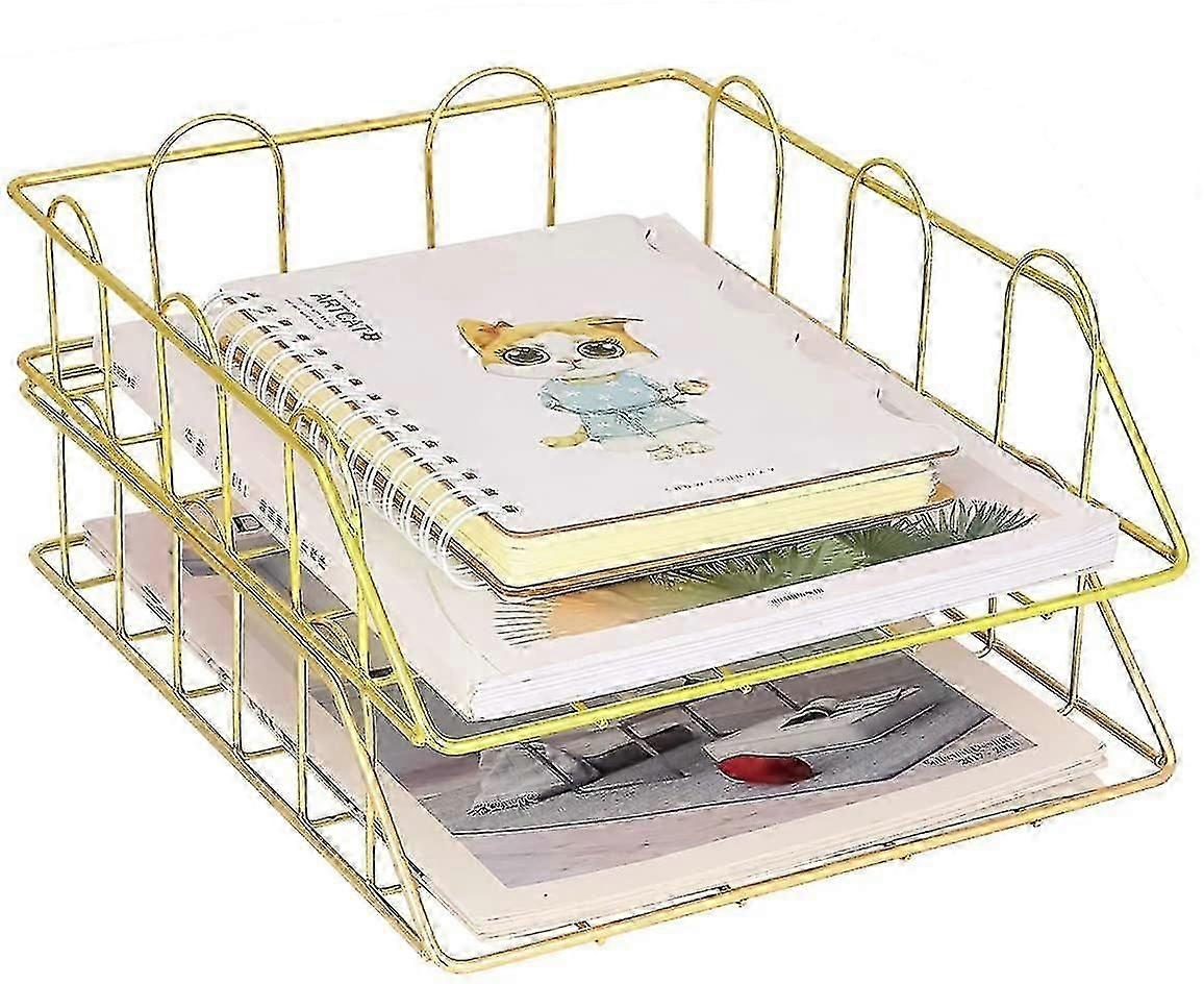 Letter Tray, Stackable, Copper, 2 Pieces Gold