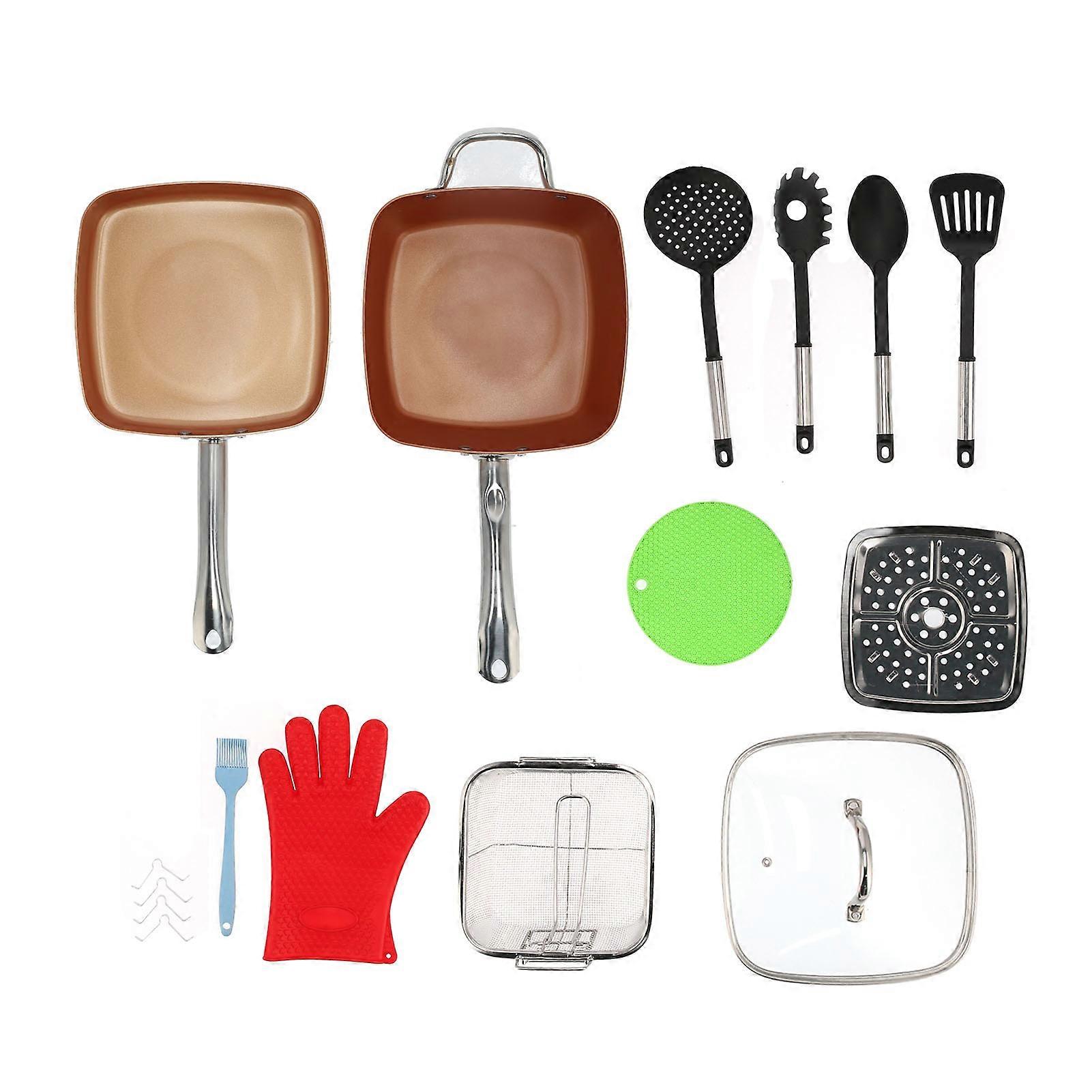 11Pcs set Multi Purpose Cookware Set Copper Colored Non Stick Pan for Kitchen Home(11Pcs set )