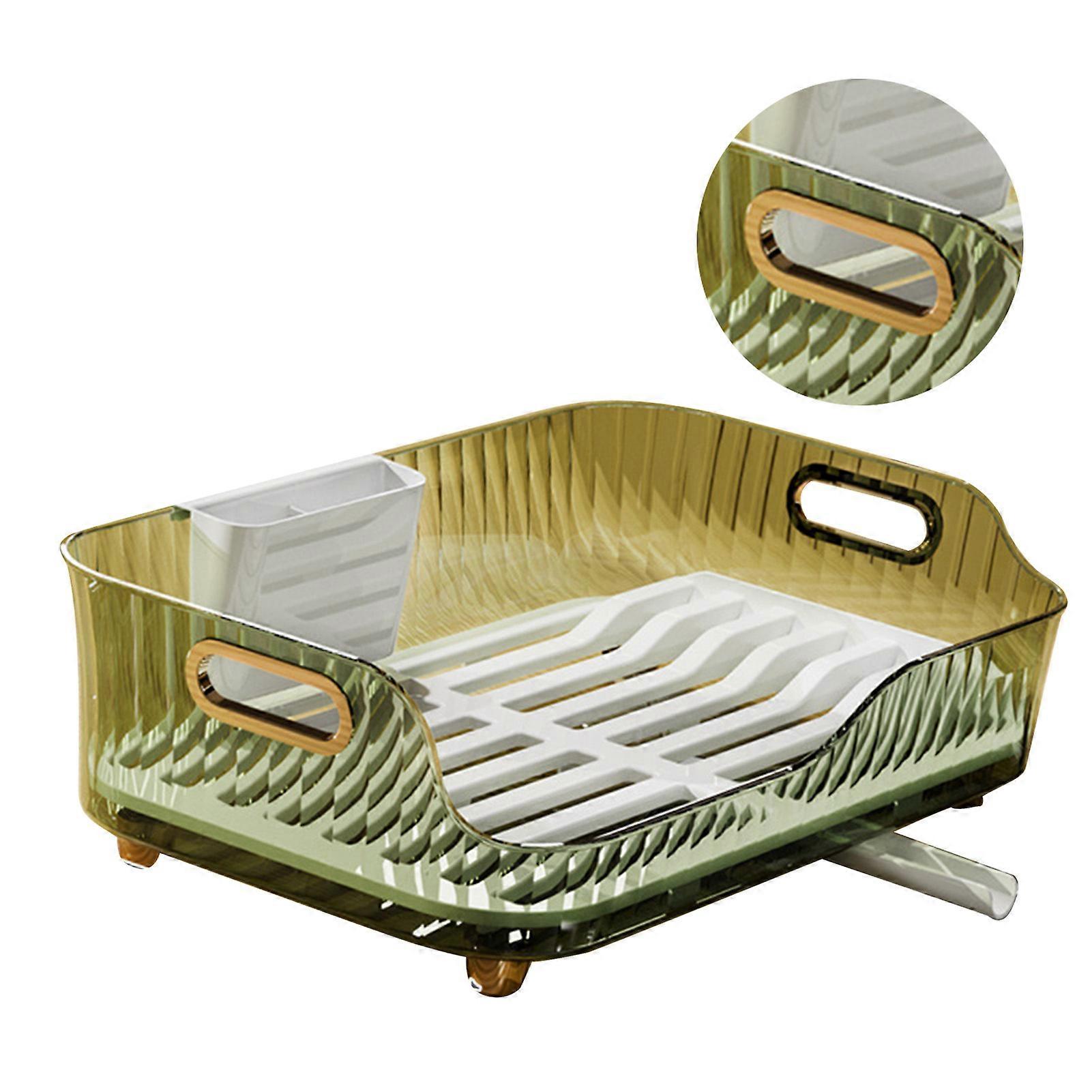 Dish Drying Rack Plastic Visualize Diversion Effluent Dish Diversion Rack for Chopsticks Bowl Plate Spoon Transparent Green 
