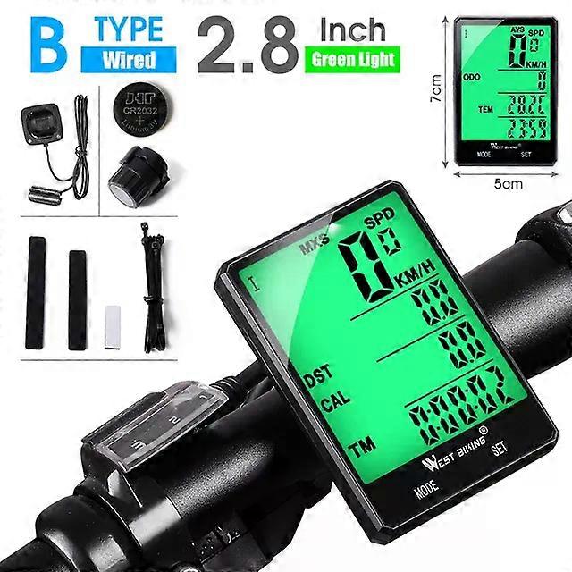 2.8" Large Screen Bicycle Computer Wireless Wired Bike Computer Waterproof Speedometer Odometer Cycling Stopwatch