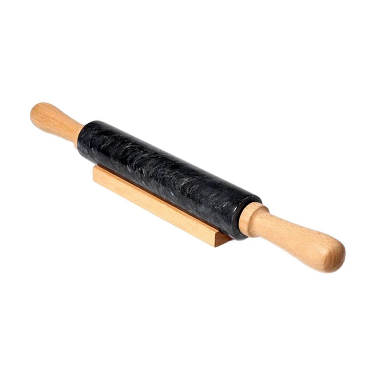 Marble Rolling Pin with Wooden Handles and Cradle Cake Pizza Tools Rolling Pin for Bread