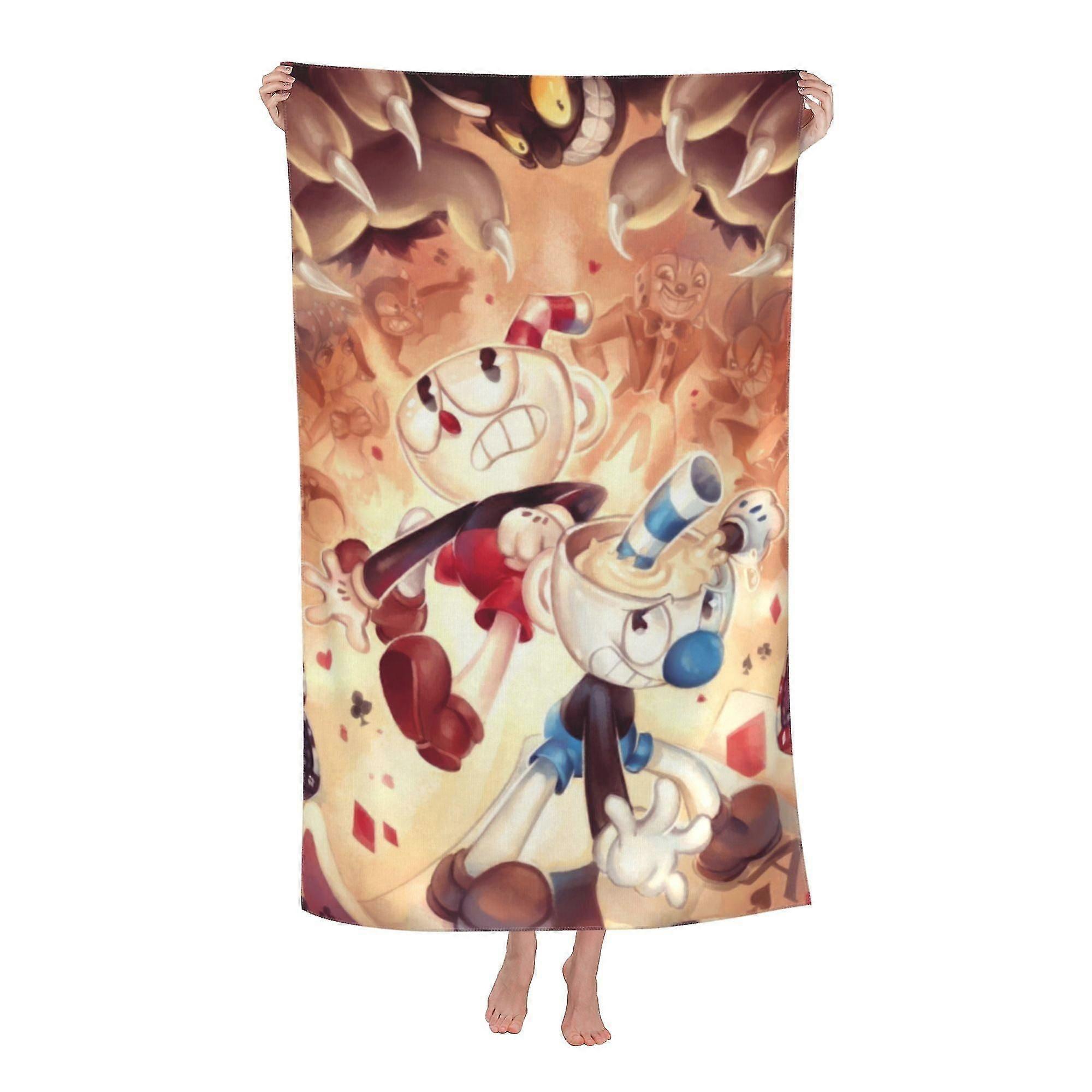 Cuphead Beach Towel, Large Microfiber Bath Towel