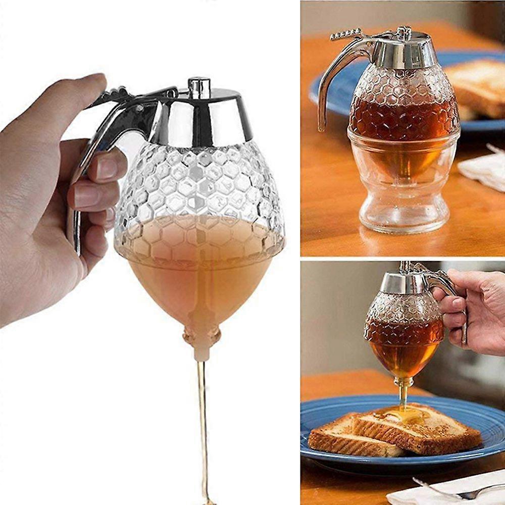 Honey Syrup Dispenser, 200ML Honey Dispenser Jar Container Acrylic Storage Pot No Drip, Moderate FlowBPA Free