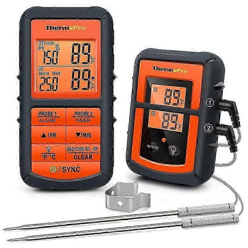 ThermoPro TP08C مسبار مزدوج رقمي بإضاءة خلفية شاشة 150M شوايات لاسلكية للشواء في الهواء الطلق طعام طبخ مطبخ ترمومتر اللحوم مع مؤقت