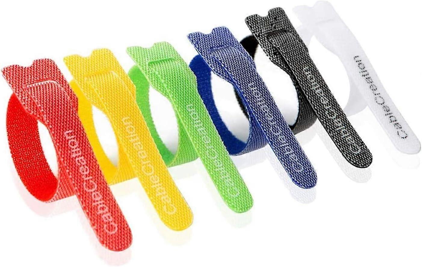 60pcs Cable Ties, Reusable Fastening Cable Management/Wire Organizer Cord, Hook and Loop Microfiber Cloth Cord Ties, 6-Inch (Multi-Colored)