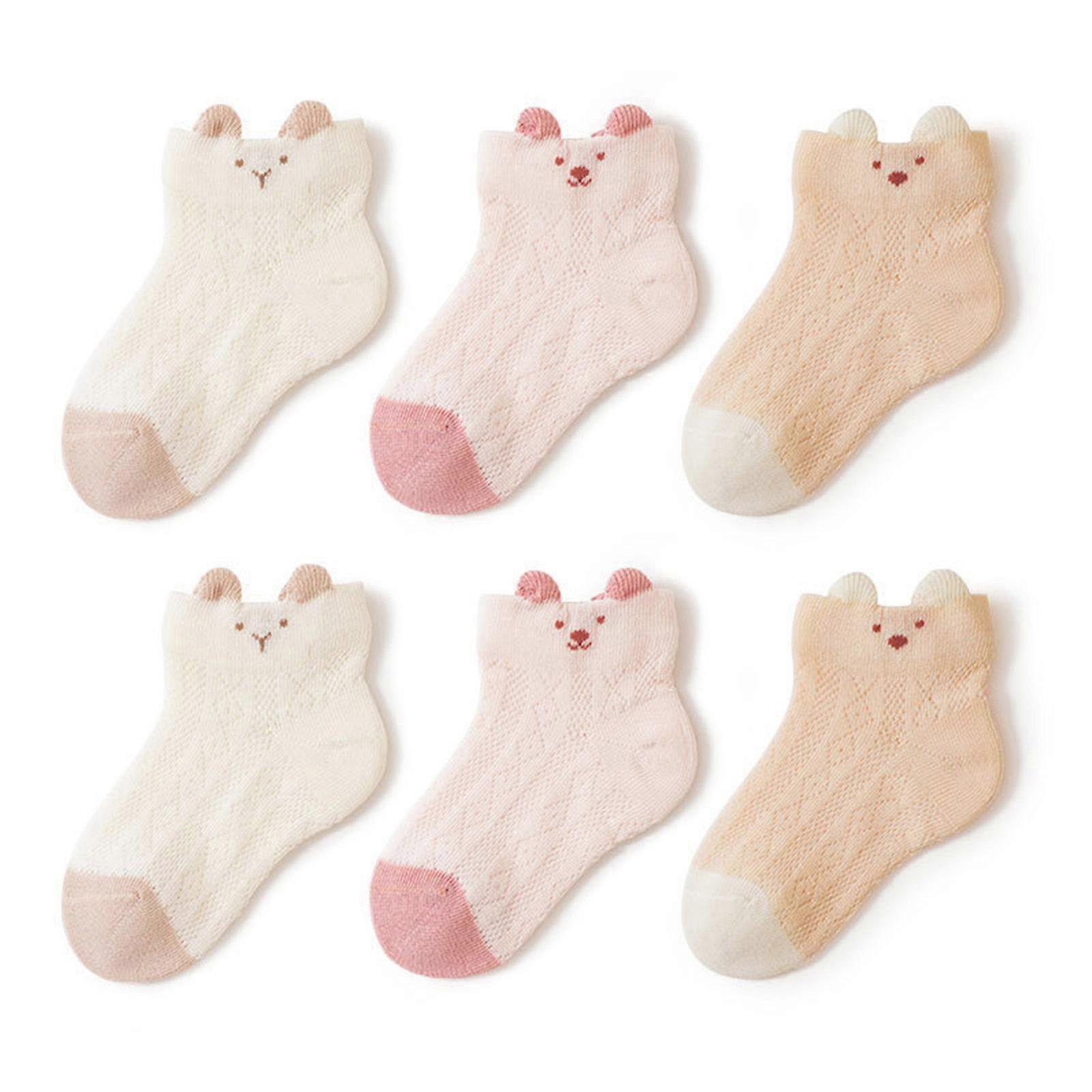 Calcetines de bebé Calcetines de malla antideslizantes Calcetines de algodón elásticos transpirables Niños para bebés Calcetines de malla primavera verano Calcetas 3Pair bebé niña XL