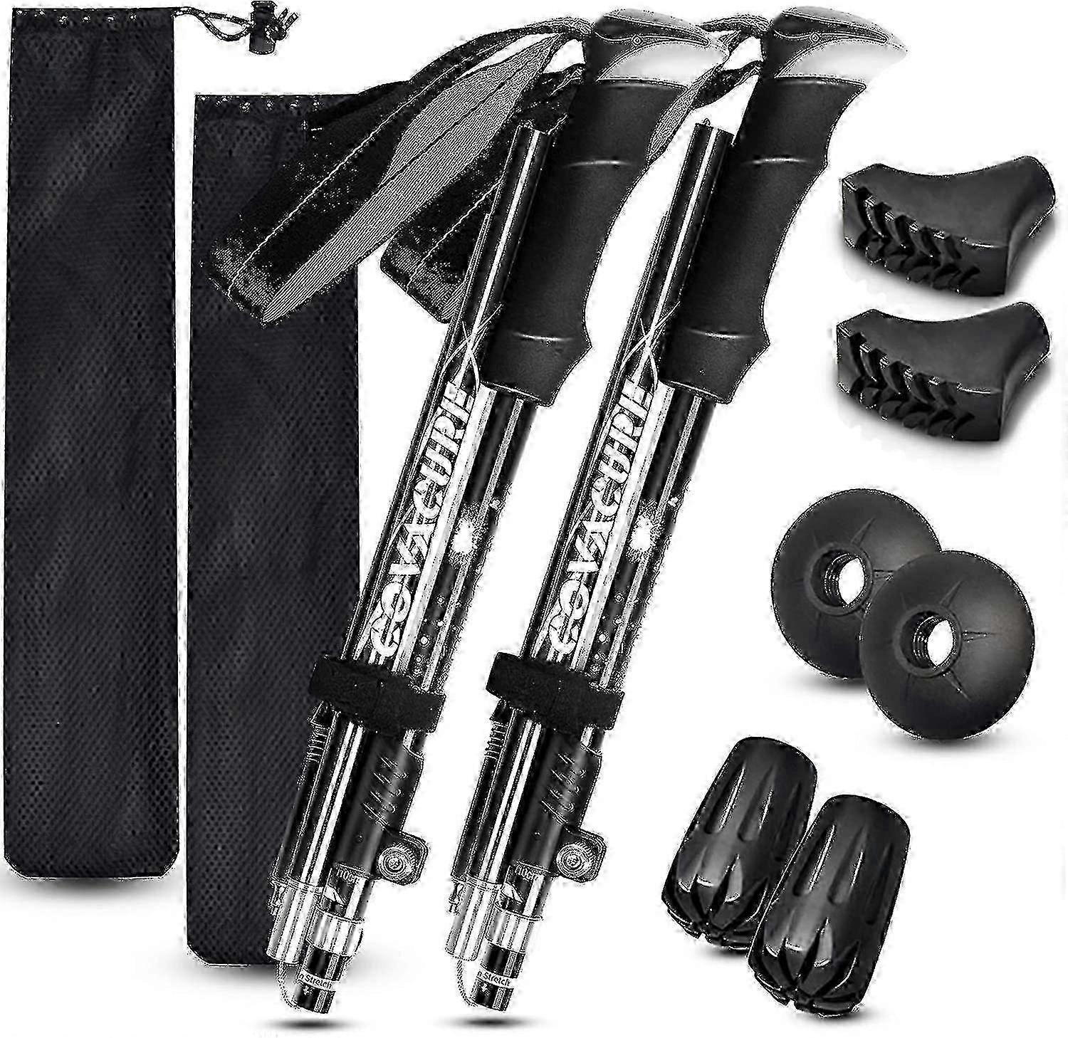 Collapsible Trekking Sticks - Set of 2 Lightweight Aluminum Hiking Poles with Quick-Release Lock for Easy Deployment and Senior/Backpacker Use