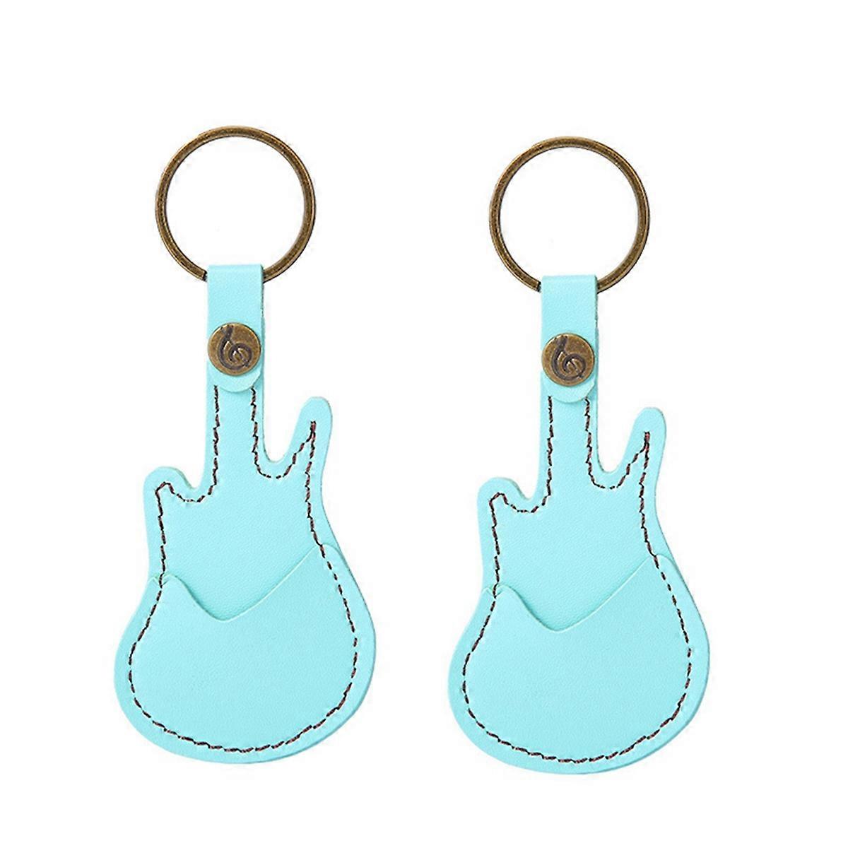 Leather Guitar Picks Case Guitar Pick Holders Light Blue