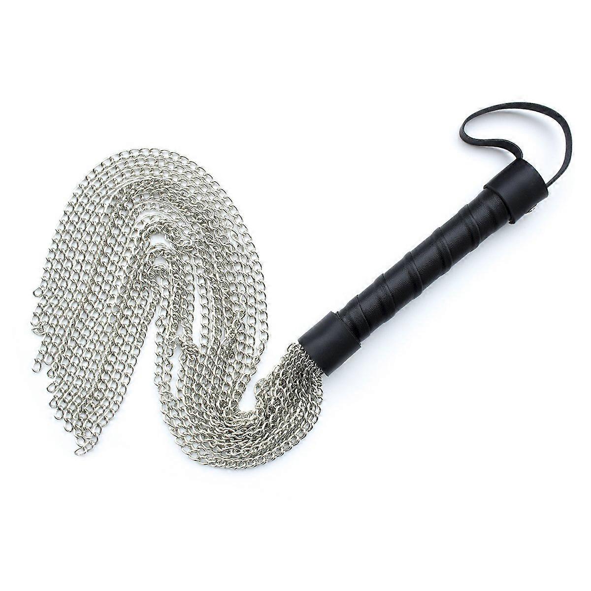 Leather Handle Iron Chain Whip for Horse Riding, Bright Leather Riding Crop, Role-Playing Props, Durable Design