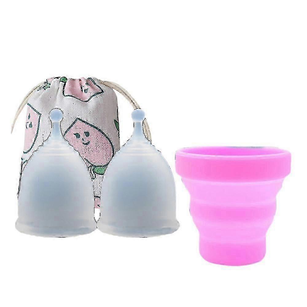 4 قطع / مجموعة كوب الحيض للطب المؤنث كأس سيليكون قابلة لإعادة الاستخدام سيدة كوب L شفاف