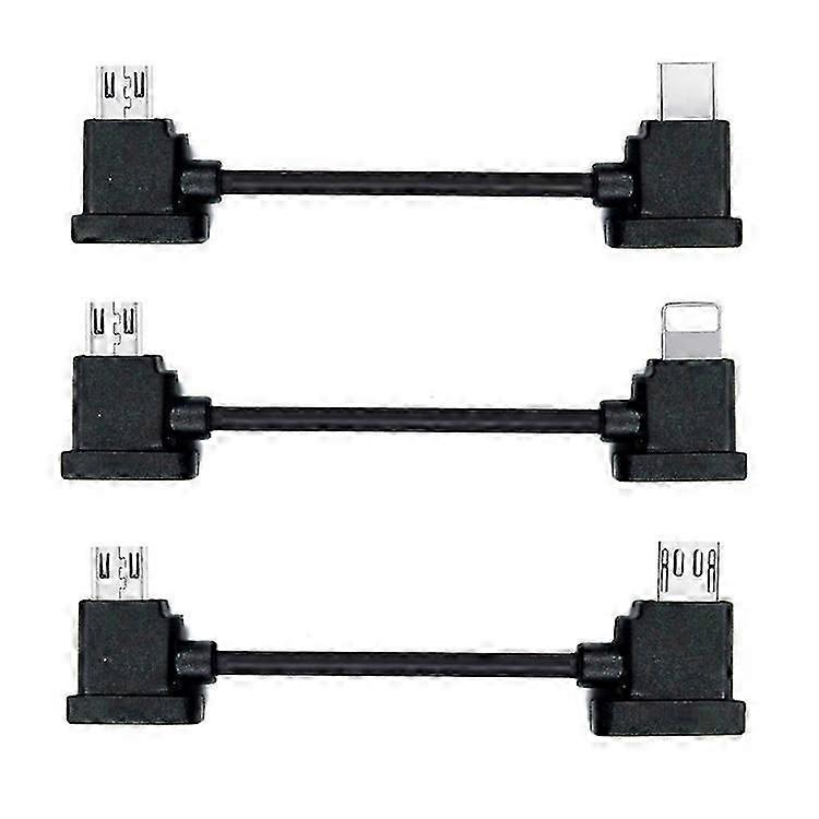 U2-041 3Pcs/Set Compatible For DJI Mavic Pro/Mavic Pro Platinum Remote Controller Data Cable Type-C/Micro/8Pin to Micro USB Cord